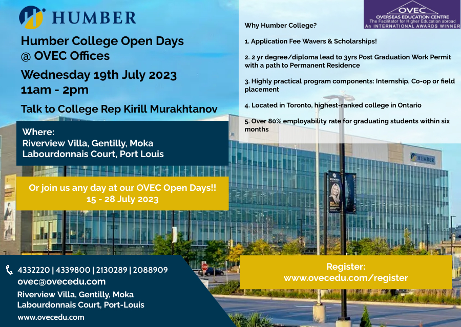 OVEC Open Days - Special Application Fee Waiver Sessions and talk to ...