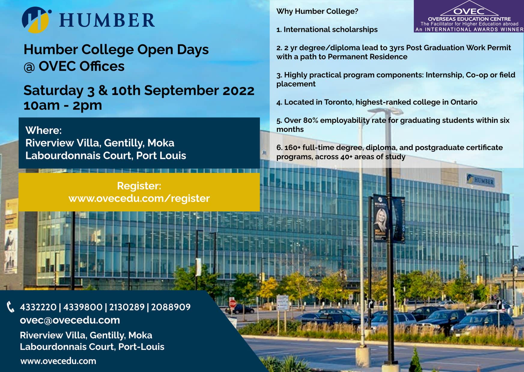 Humber College Toronto Canada OPEN DAYS APPLICATION FEE WAIVER   HumberOpenDays 2022.LoRes  