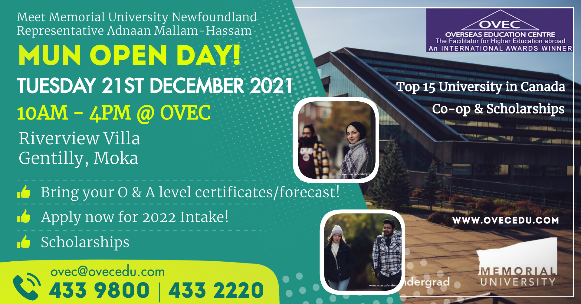 memorial-university-newfoundland-open-day-at-ovec-21st-dec-2021