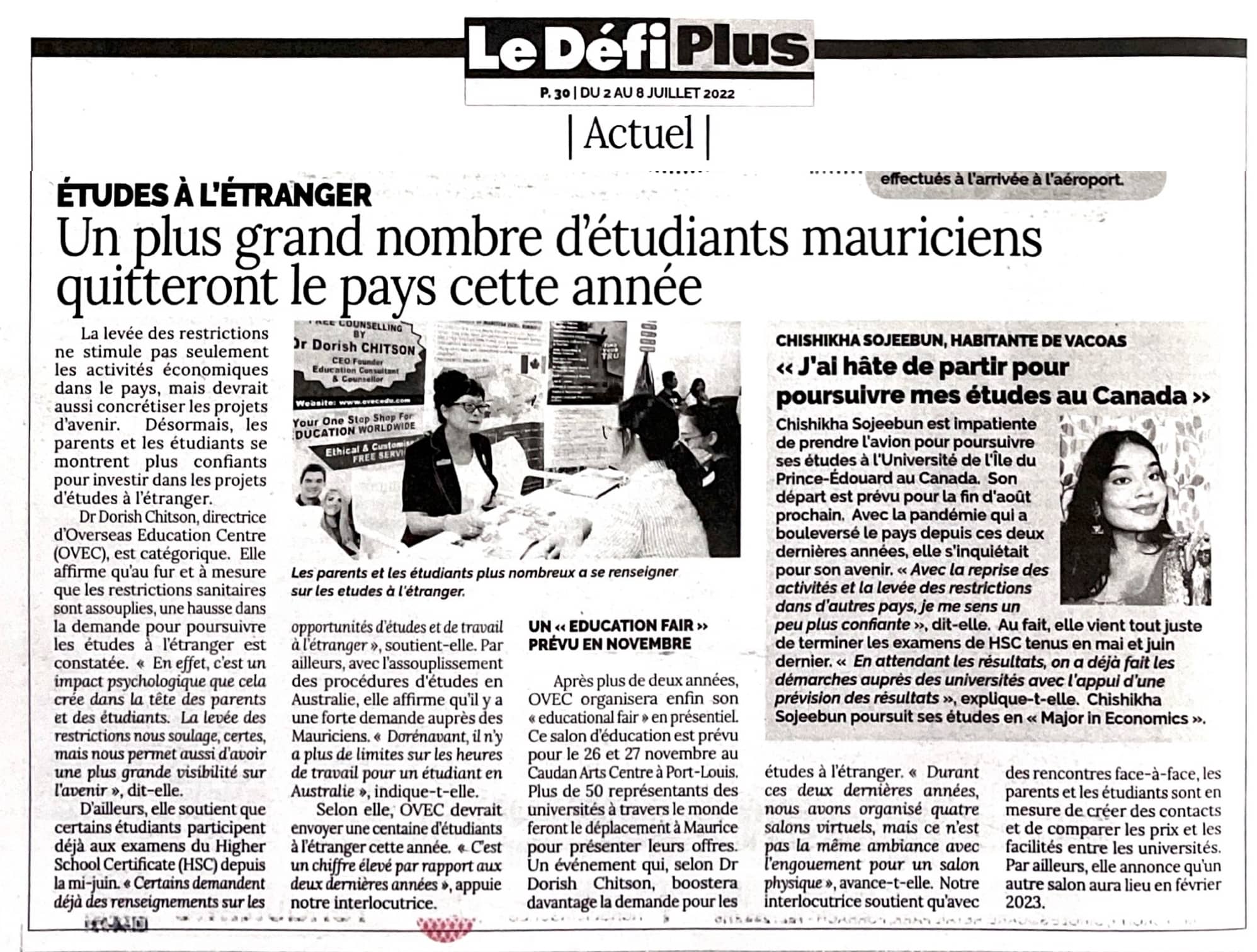 OVEC in the news - LeDefi Plus: “Un plus grand nombre d’etudiants ...