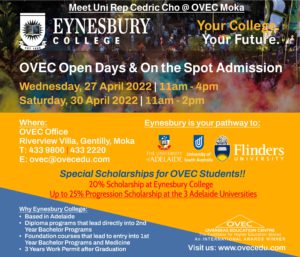 Eynesbury College Navitas, Australia: Open Days @ Ovec 27th & 30th 