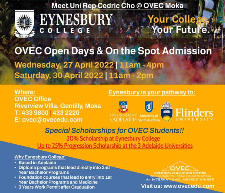 Eynesbury College/Navitas, Australia: Open Days @ OVEC 27th & 30th ...